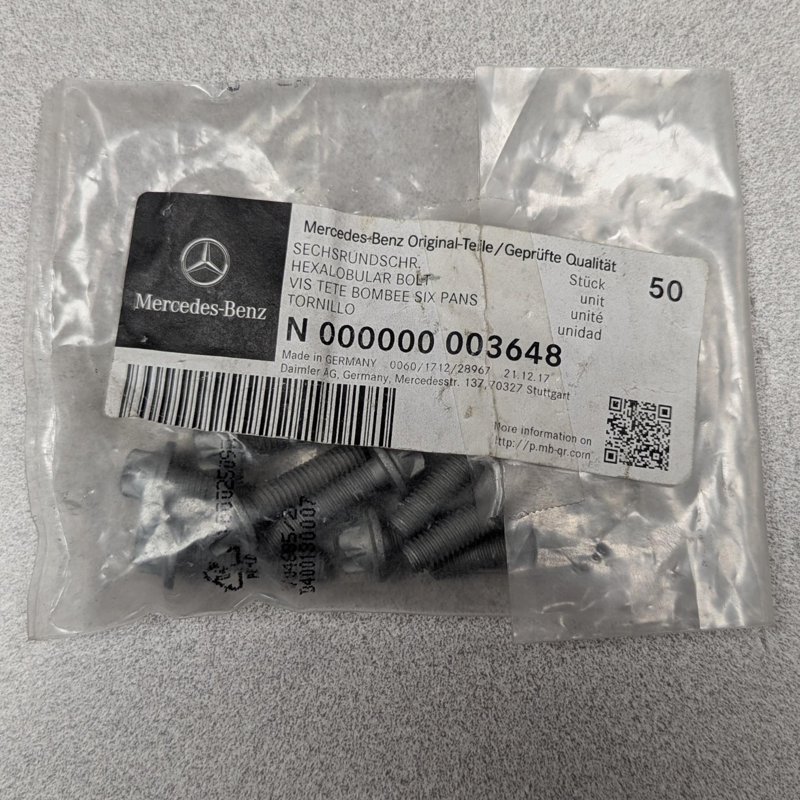 Mercedes E10 Oil Pan Torx Bolt Screw M6x1.00x25mm N000000003648 Engine m112 m113
