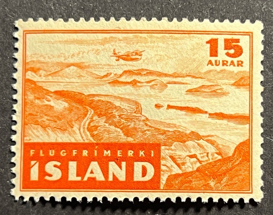 Travelstamps: 1947 Iceland Stamps Scott #C21 - 15 Aurar Air Mail - Mint MNH OG Travelstamps: 1947 Iceland Stamps Scott #C21 - 15 Aurar Air Mail - Mint MNH OG
