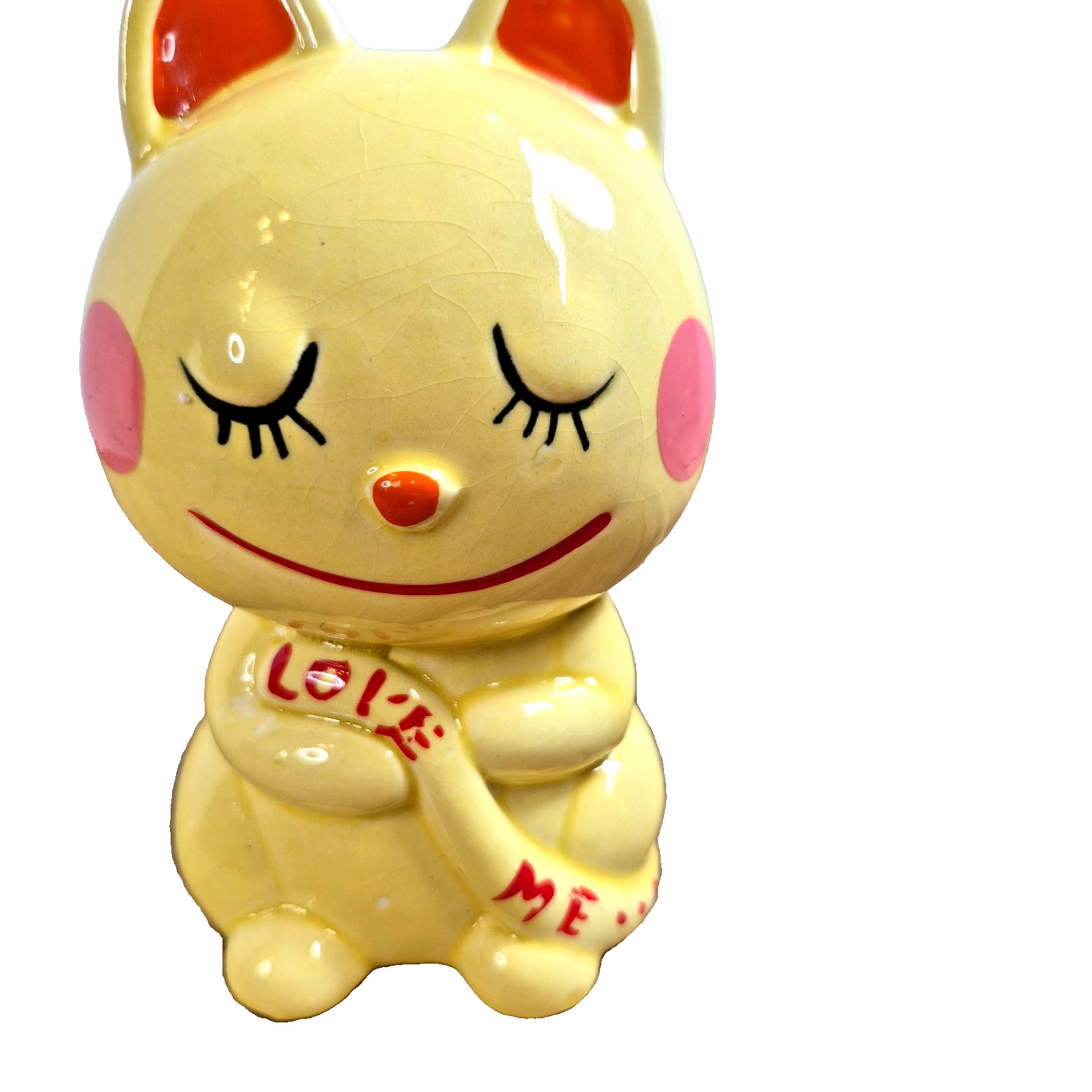 Vintage Rune Naito Style Yellow Cat Ceramic Coin Bank Love Me Kawaii Kitsch Japa Vintage Rune Naito Style Yellow Cat Ceramic Coin Bank Love Me Kawaii Kitsch Japa