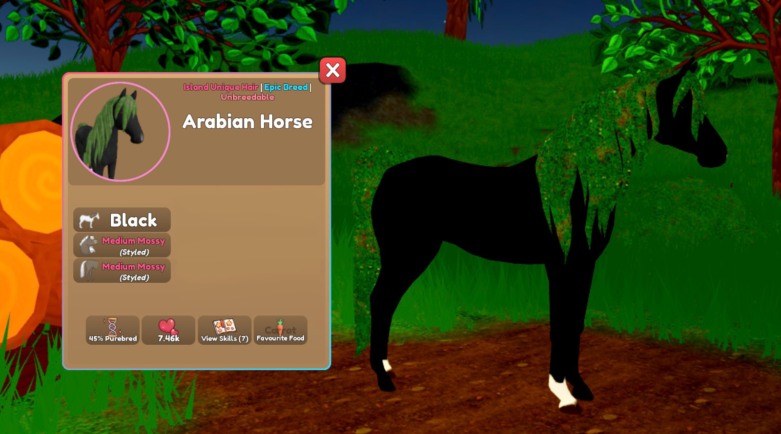 Wild Horse Islands - BLACK ARABIAN MOSSY IUH Island Unique Hair