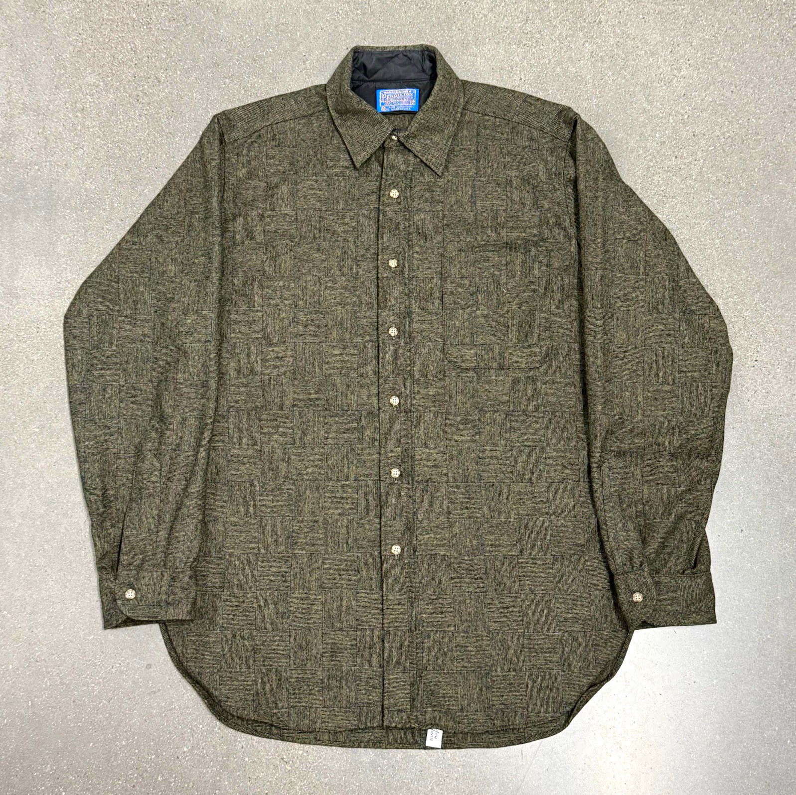 Vintage Pendleton Wool Green Blue Red Plaid Button Down Flannel Shirt USA Made M