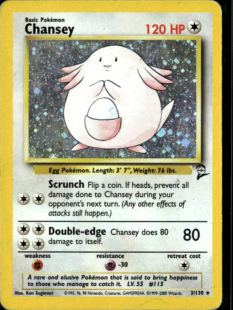 Chansey 2000 Base Set 2 Holo Rare #3/130 Chansey 2000 Base Set 2 Holo Rare #3/130