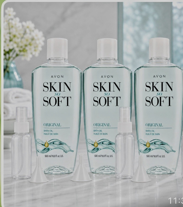 3 Avon Skin So Soft Original Bath Oil 16.9 oz Moisturizing/free 2 travel spray