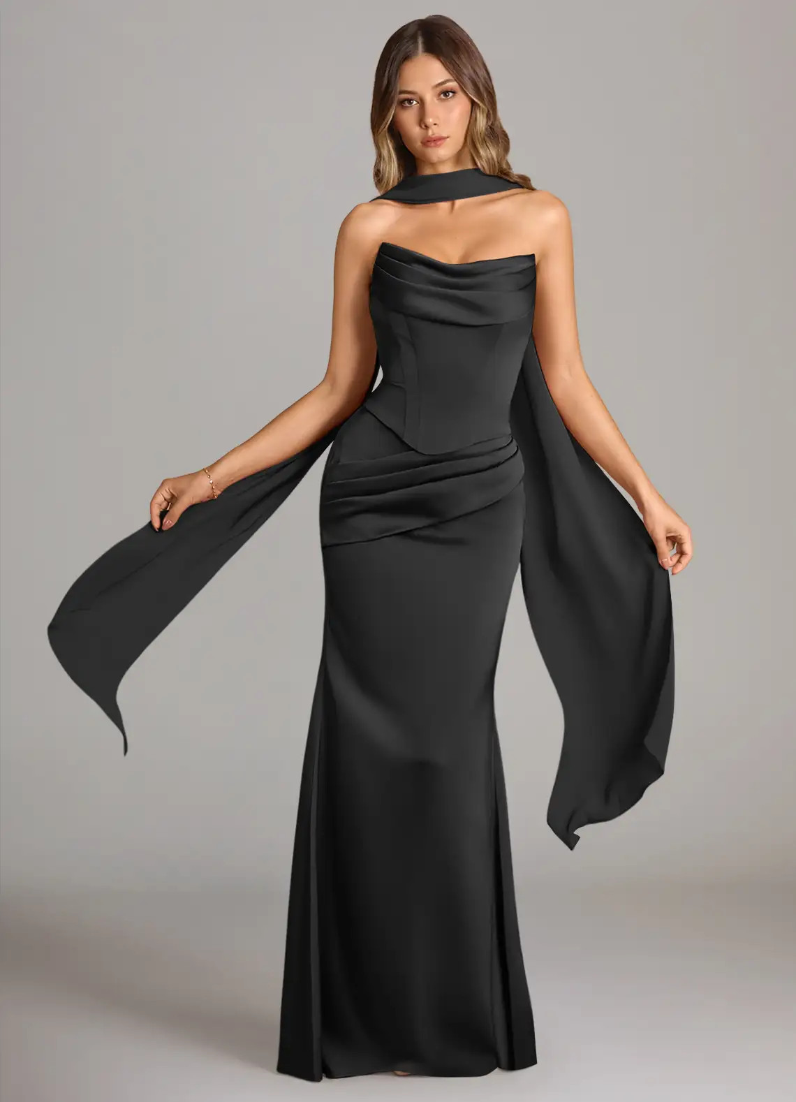 Azazie Sorrel - Mermaid Strapless Stretch Satin Convertible Dress