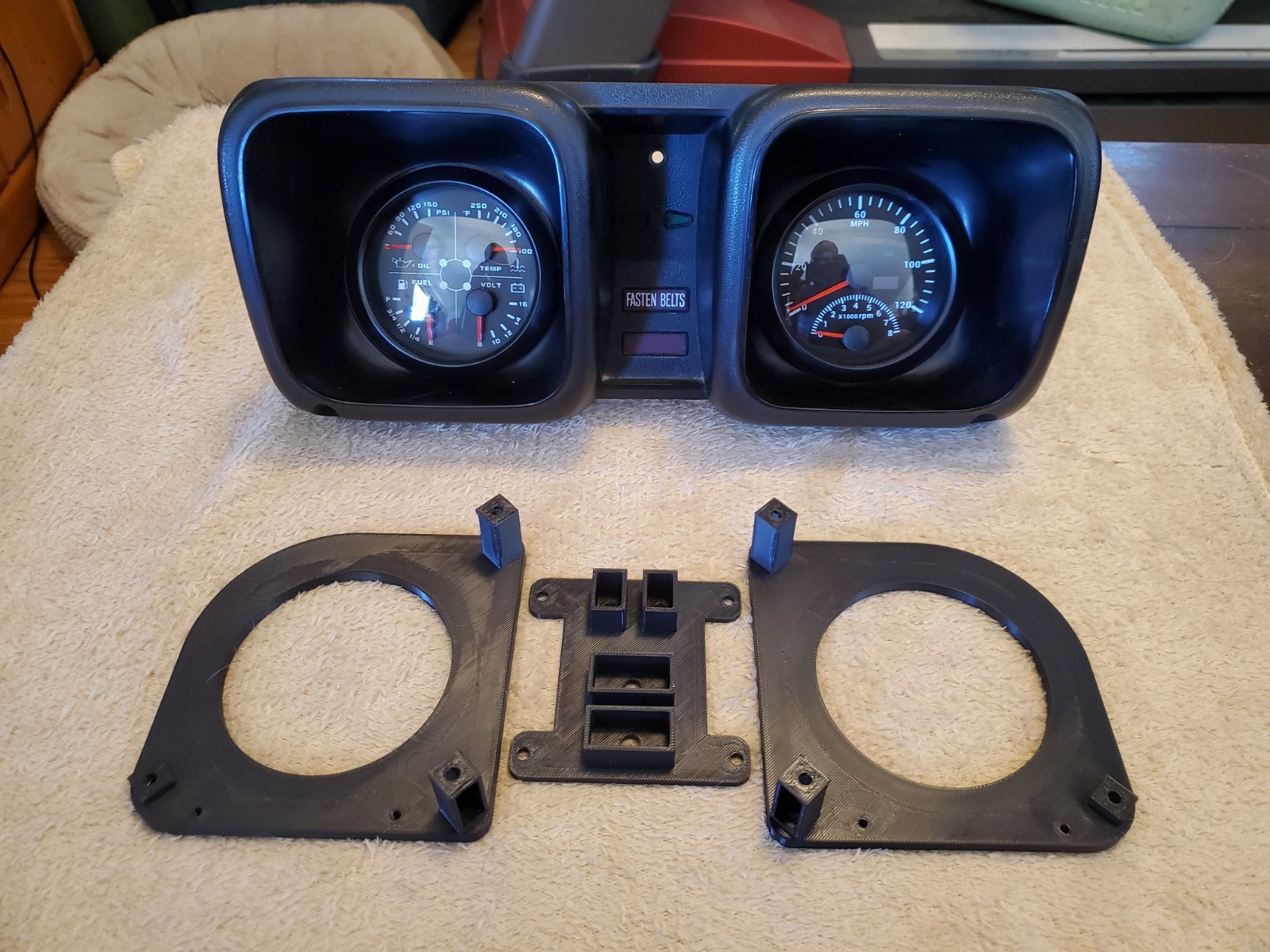 73-78 Toyota Pickup Hilux Gauge Adapter Brackets 3 3/8 RN20 3D Printed