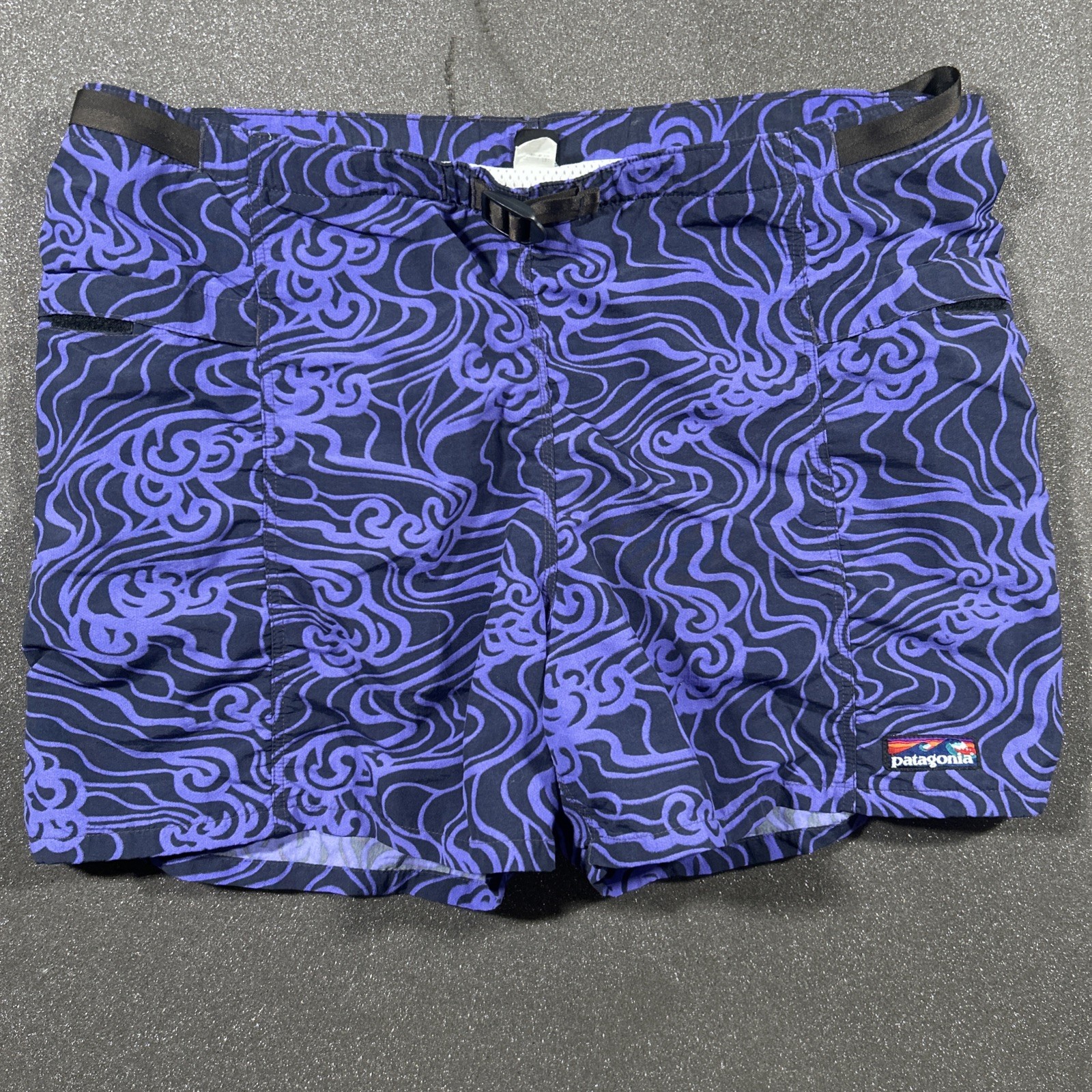 Vintage 90s Patagonia Men\'s Large Belted Lined River Shorts Purple Swirl Rare Vintage 90s Patagonia Men\'s Large Belted Lined River Shorts Purple Swirl Rare