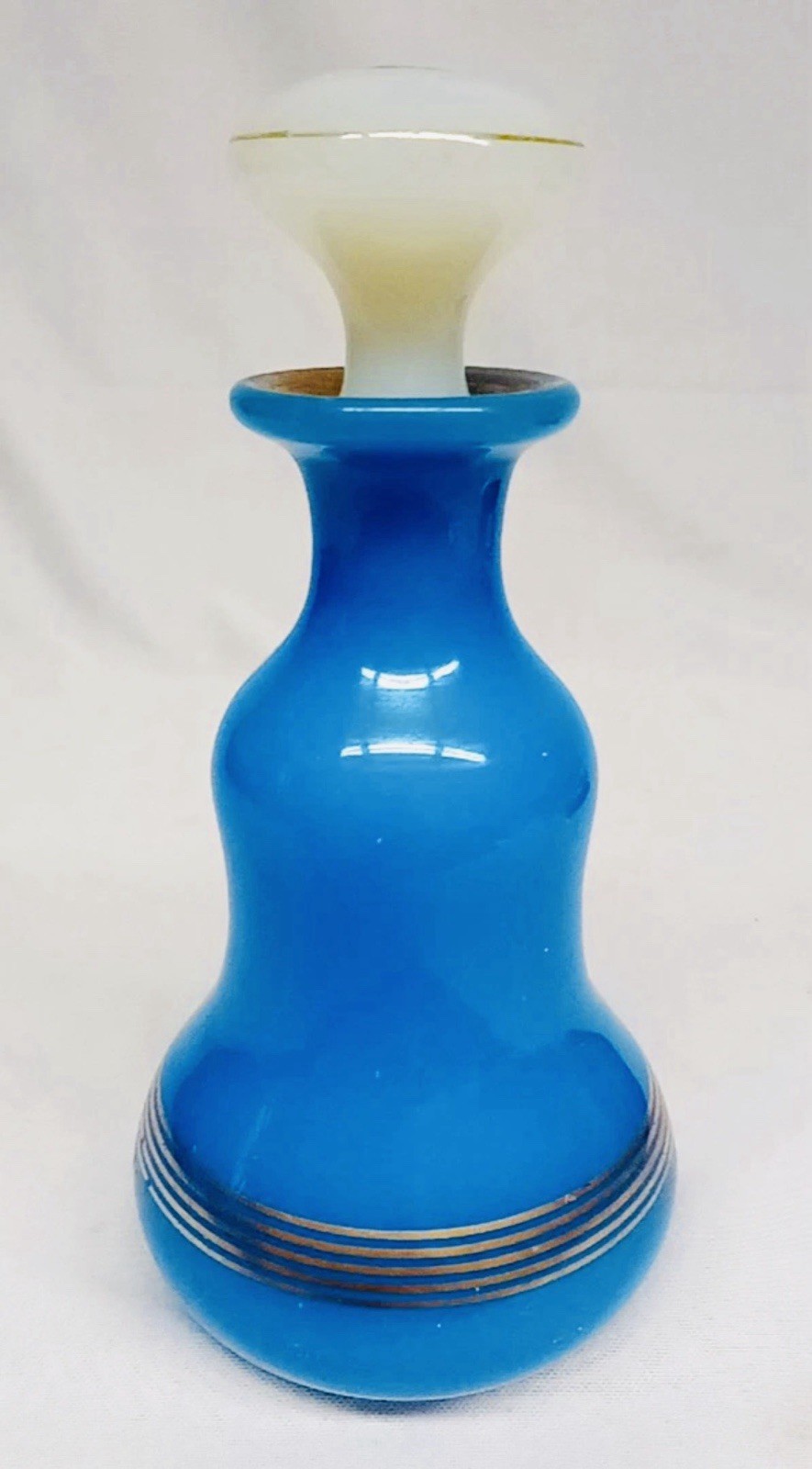 19th Cent FRENCH Turquoise Blue Opaline Gold Gilded Glass Decanter/Bottle/Vase 19th Cent FRENCH Turquoise Blue Opaline Gold Gilded Glass Decanter/Bottle/Vase