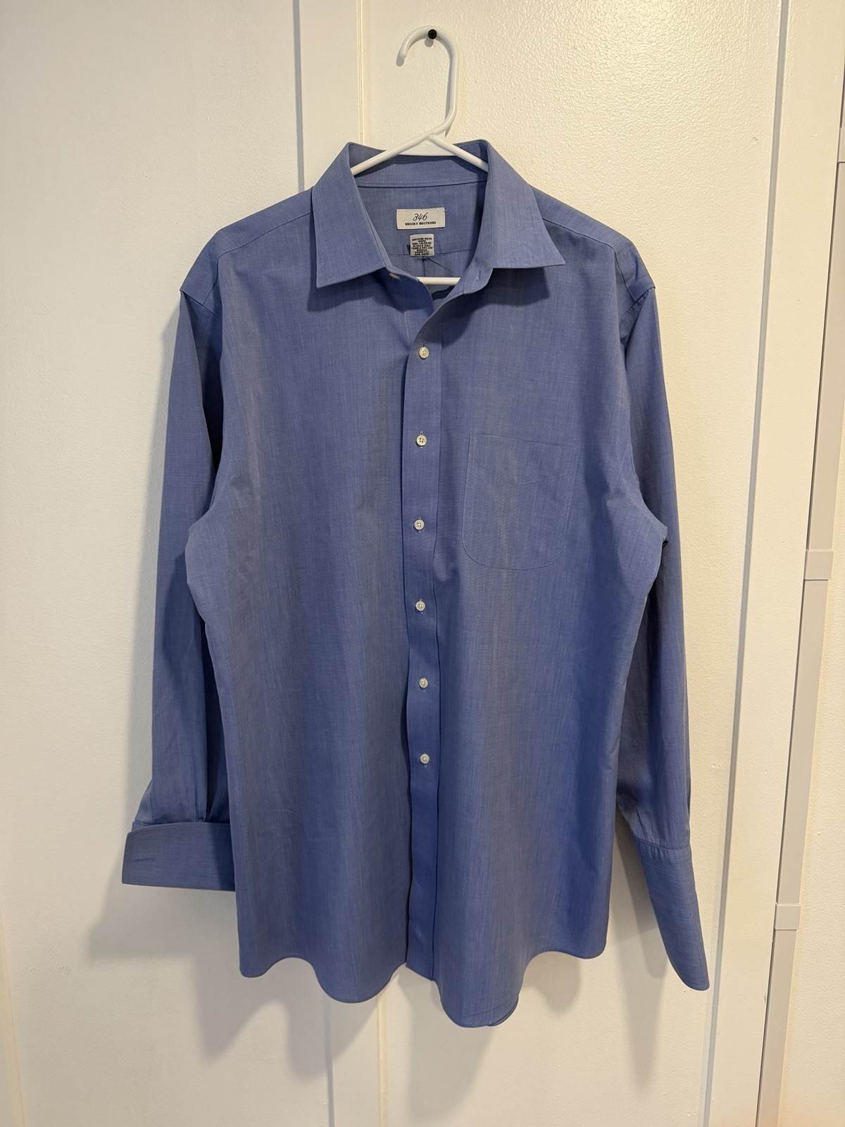 Brooks Brothers 346 Blue French Cuff Dress Shirt Mens Size 16 1/2 - 33 Brooks Brothers 346 Blue French Cuff Dress Shirt Mens Size 16 1/2 - 33
