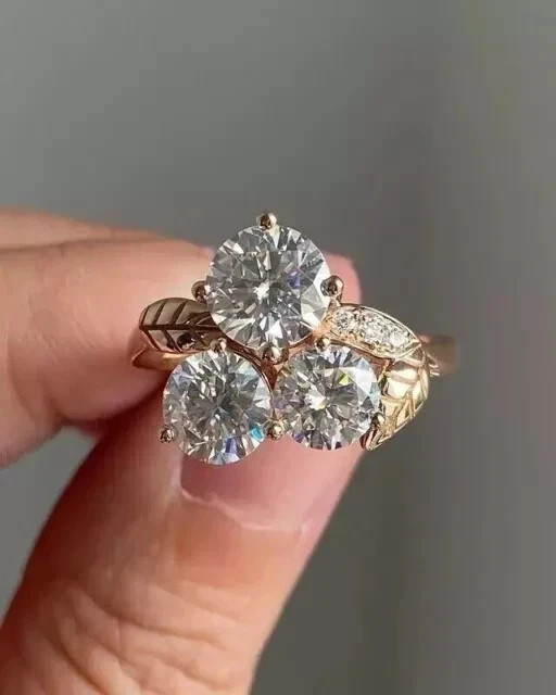 2.3Ct Round Cut Lab Created Diamond Women Engagement Ring 14K Yellow Gold Plated