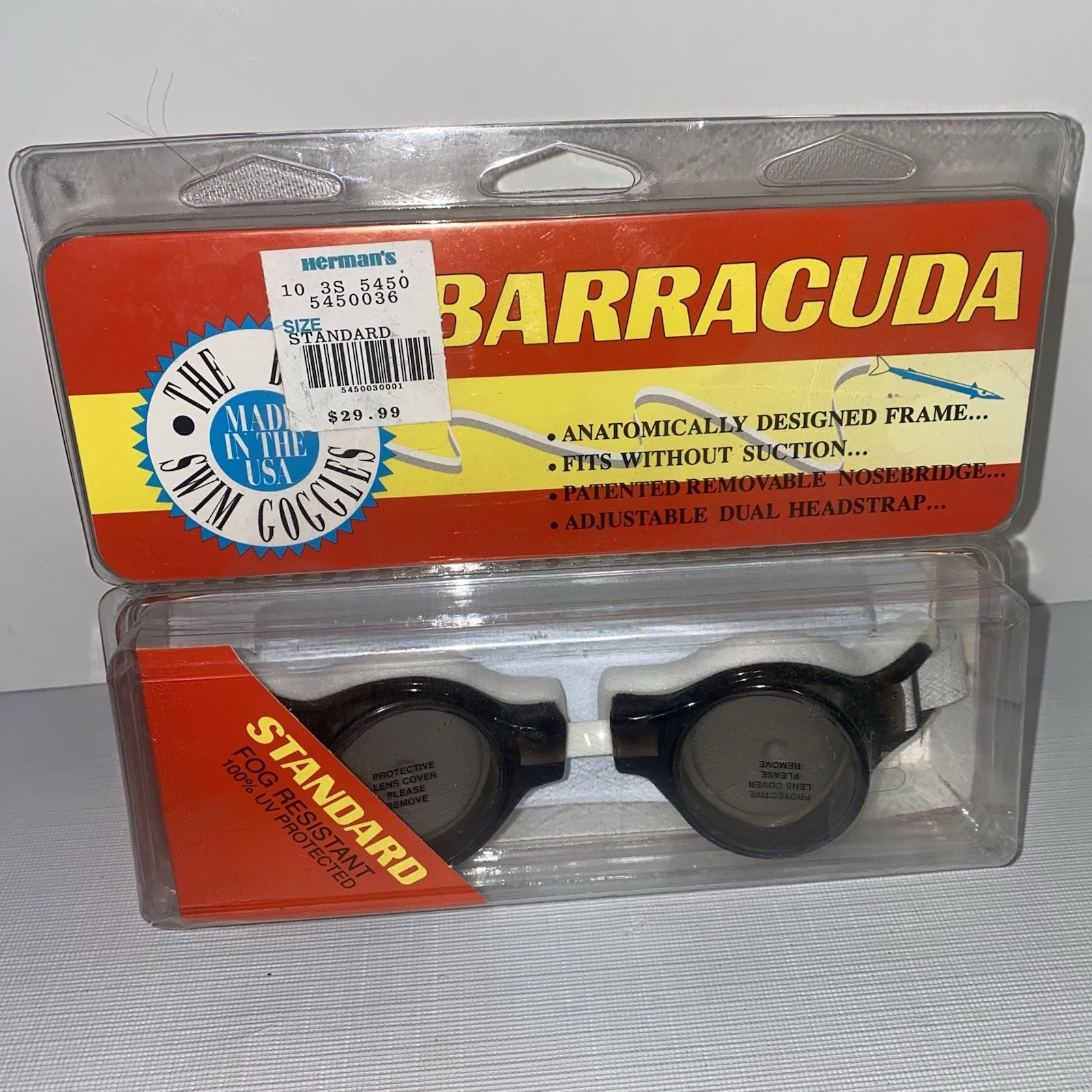 VINTAGE NEW IN BOX BARRACUDA SWIM GOGGLES AWESOME RARE COLLECTIBLE.