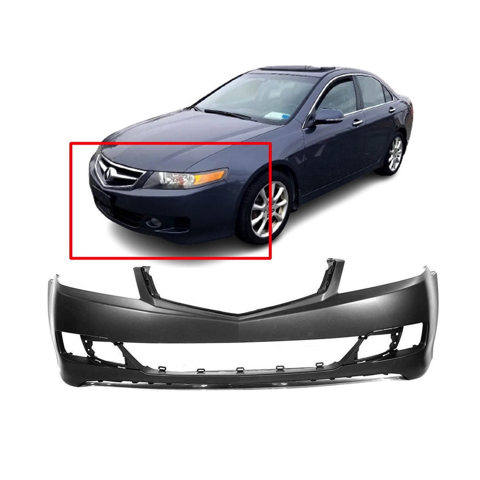 2006-2008 Acura TSX Sedan Primed Front Bumper Cover AC1000156 04711SECA91ZZ