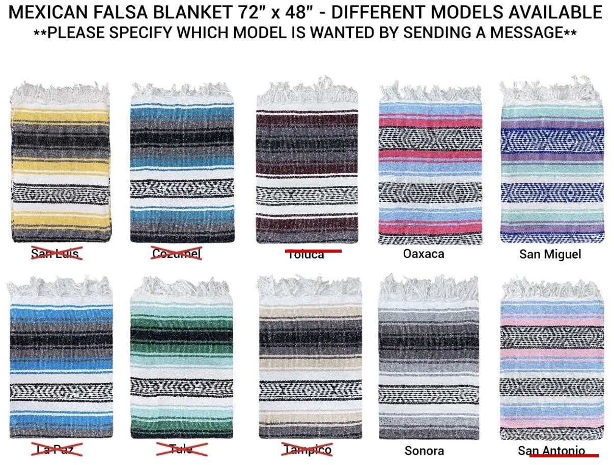 Authentic Mexican Falsa Yoga Blanket Hand Woven 72in x 48in -  MESSAGE FOR MODEL