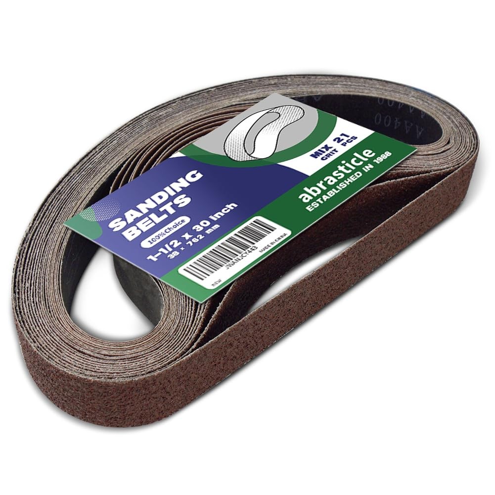 21 Pcs 1-1/2 x 30 Inch Assorted Aluminum Oxide Sanding Belt - 40/60/80/120/150/2