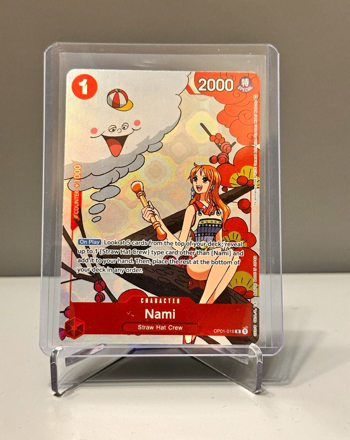 Bandai One Piece Card Game Nami OP01-016 Romance Dawn SP Rare Alt Art Holo ENG