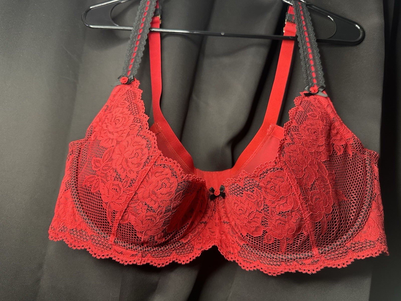 Cacique Lane Bryant Red Lace Quarter cup Underwire Bra 42DDD Lingerie 