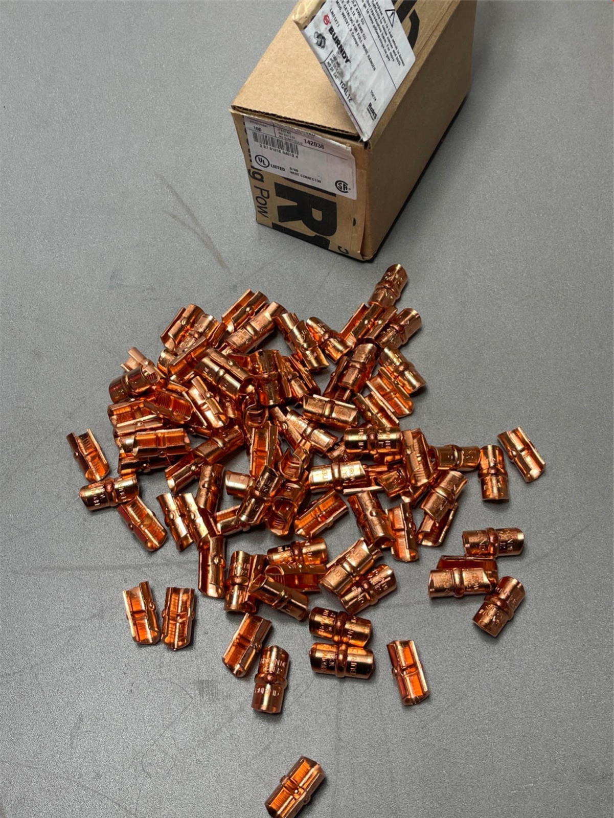 100x Lot Burndy 142038 Copper Thin Wall C-Tap 6Run 6-Strap YC4L12 Run 6 5 4 AWG