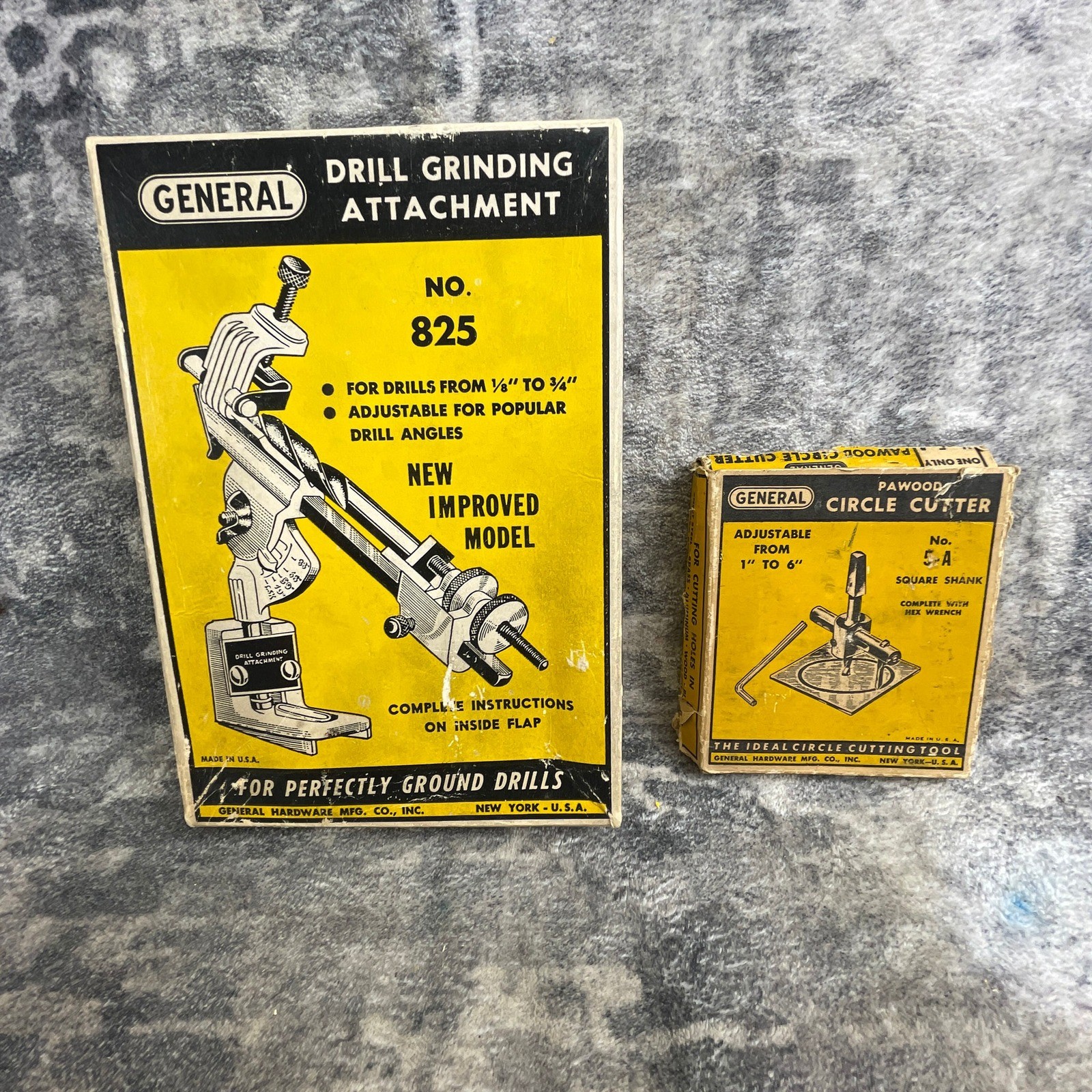 Vintage General Drill Grinding Attachment No 825 & Circle Cutter No 5-A In Box