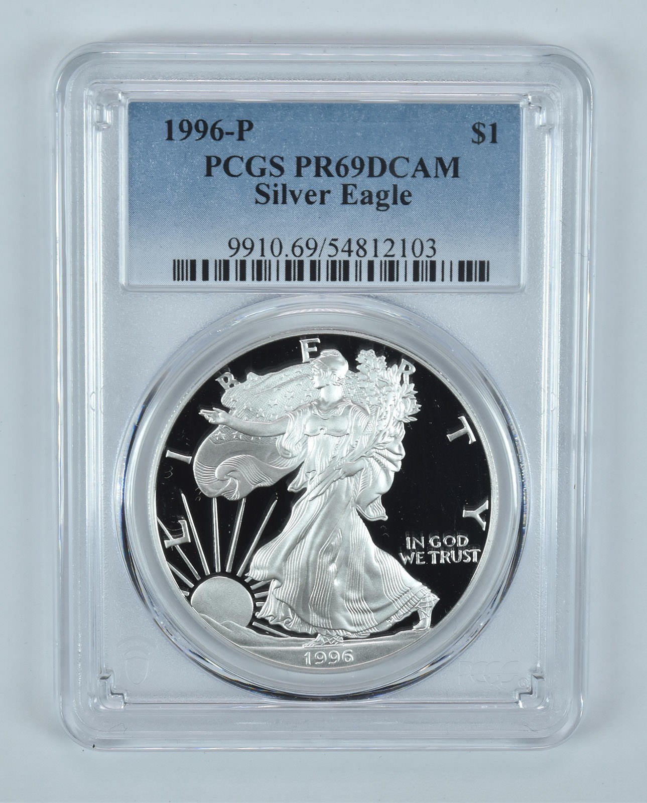 1996-P American Silver Eagle PR69 DCAM PCGS Blue Label 1996-P American Silver Eagle PR69 DCAM PCGS Blue Label