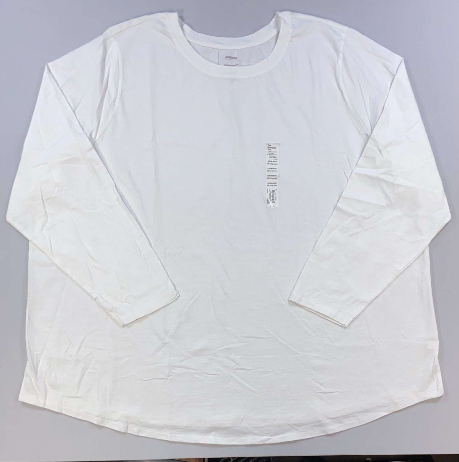 Women's Sonoma Plus The Everyday Tee Crew Neck Long Sleeve Shirt NEW