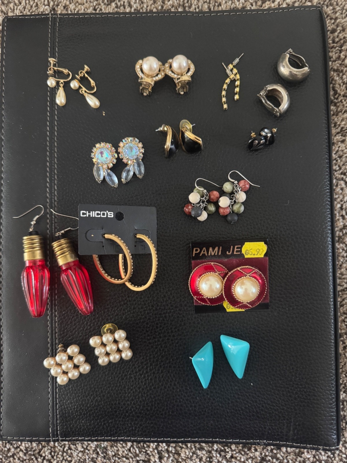 Vintage Costume Jewelry Earring Lot 13 Pairs Monet Chico\'s Clip & Pierced