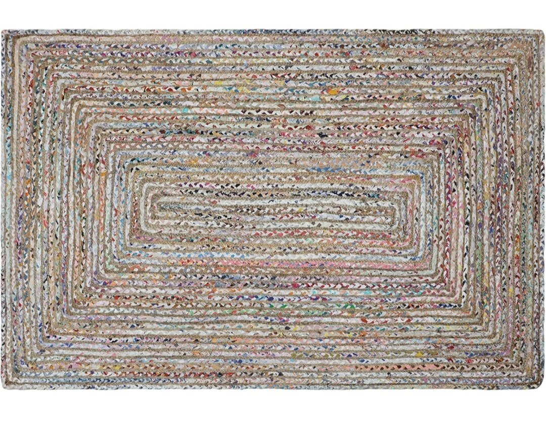 Jute Chindi Cotton Area Rug Handcrafted Traditional Rugs Braided Carpet