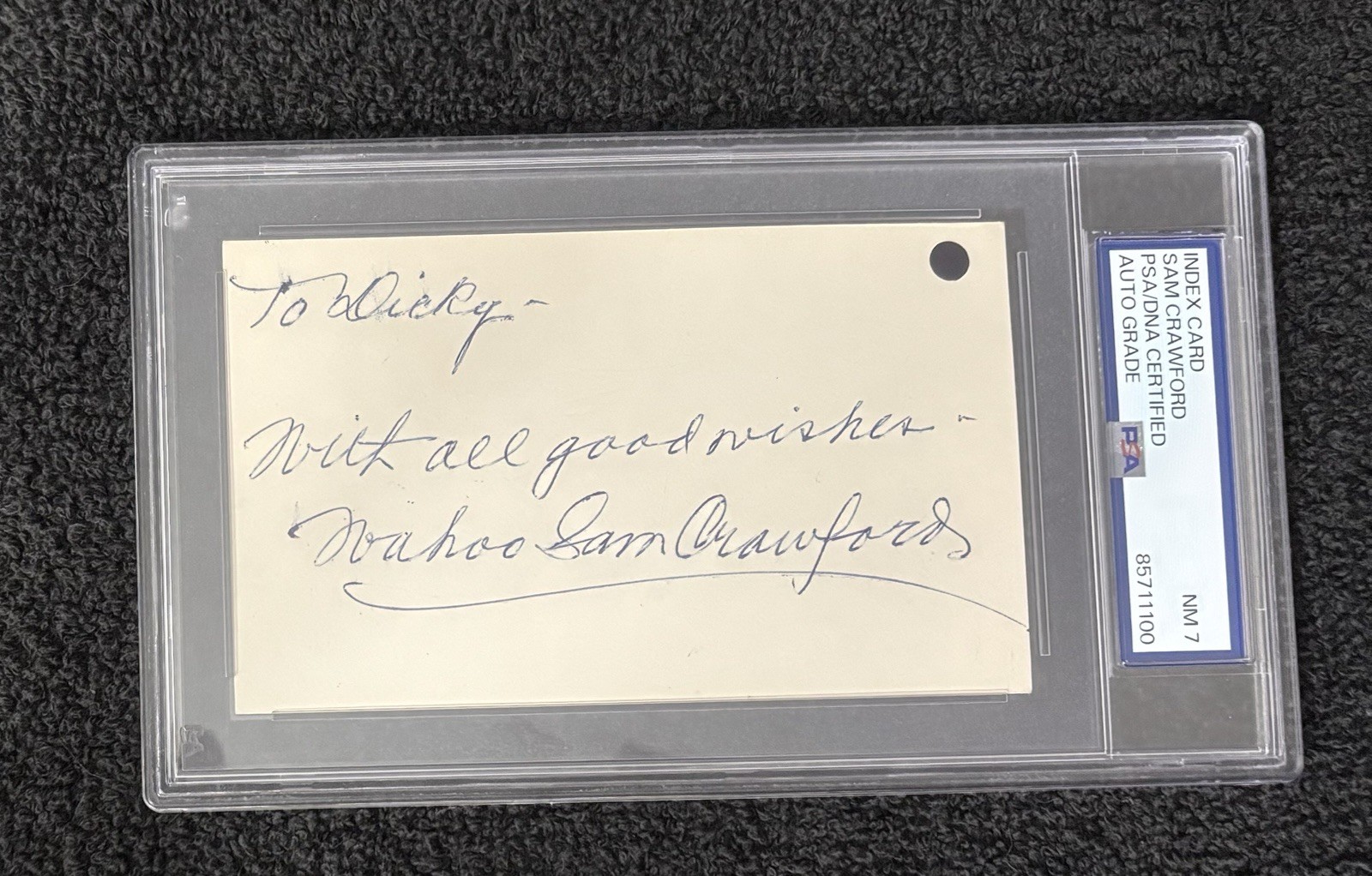 Wahoo Sam Crawford PSA 7 Signed 3x5 Index Card Autograph Detroit Tigers HOF