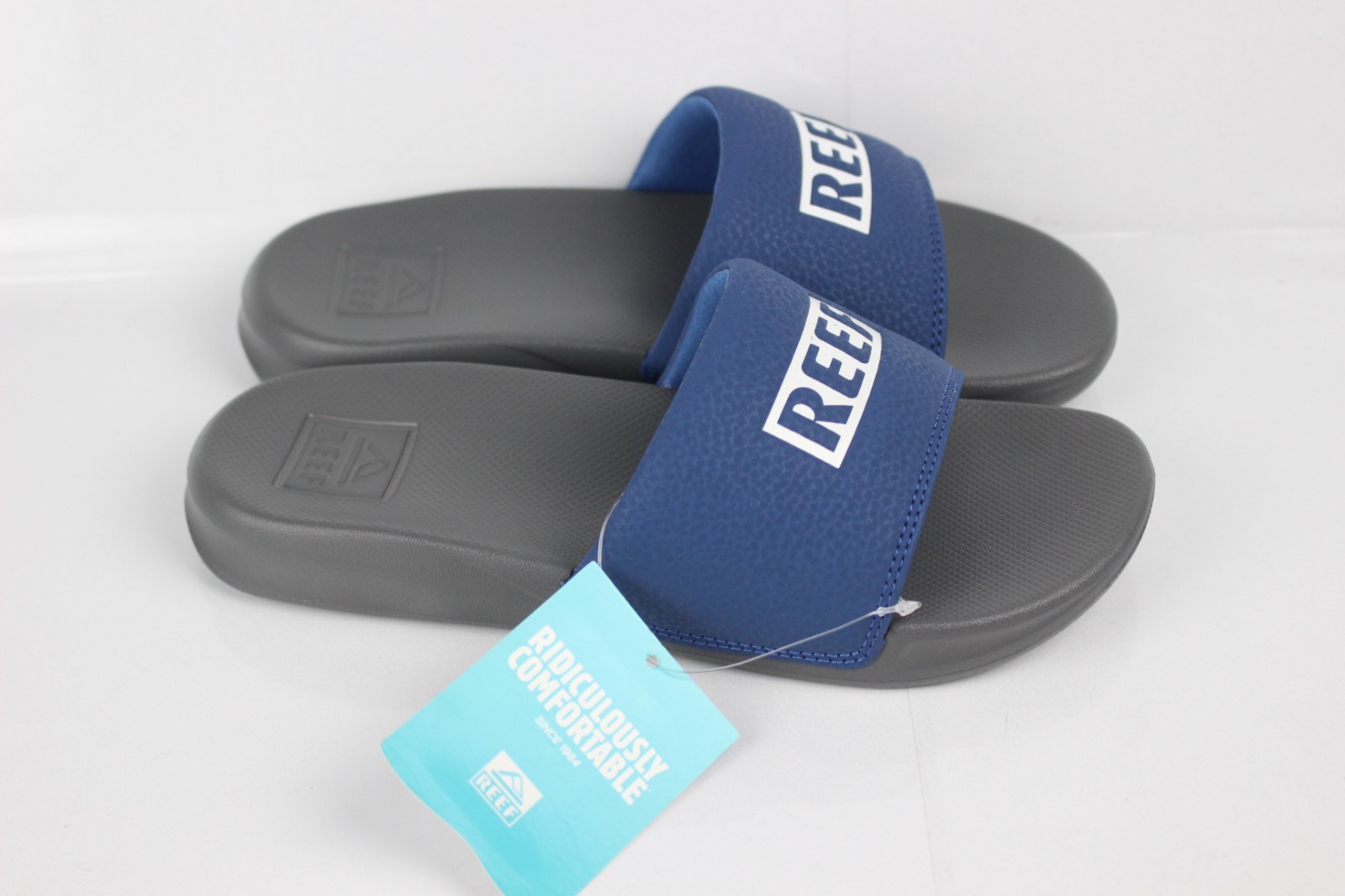 Reef Kids One Slide Sandals Lightweight Water Ready Blue Gray CJ2146 Reef Kids One Slide Sandals Lightweight Water Ready Blue Gray CJ2146
