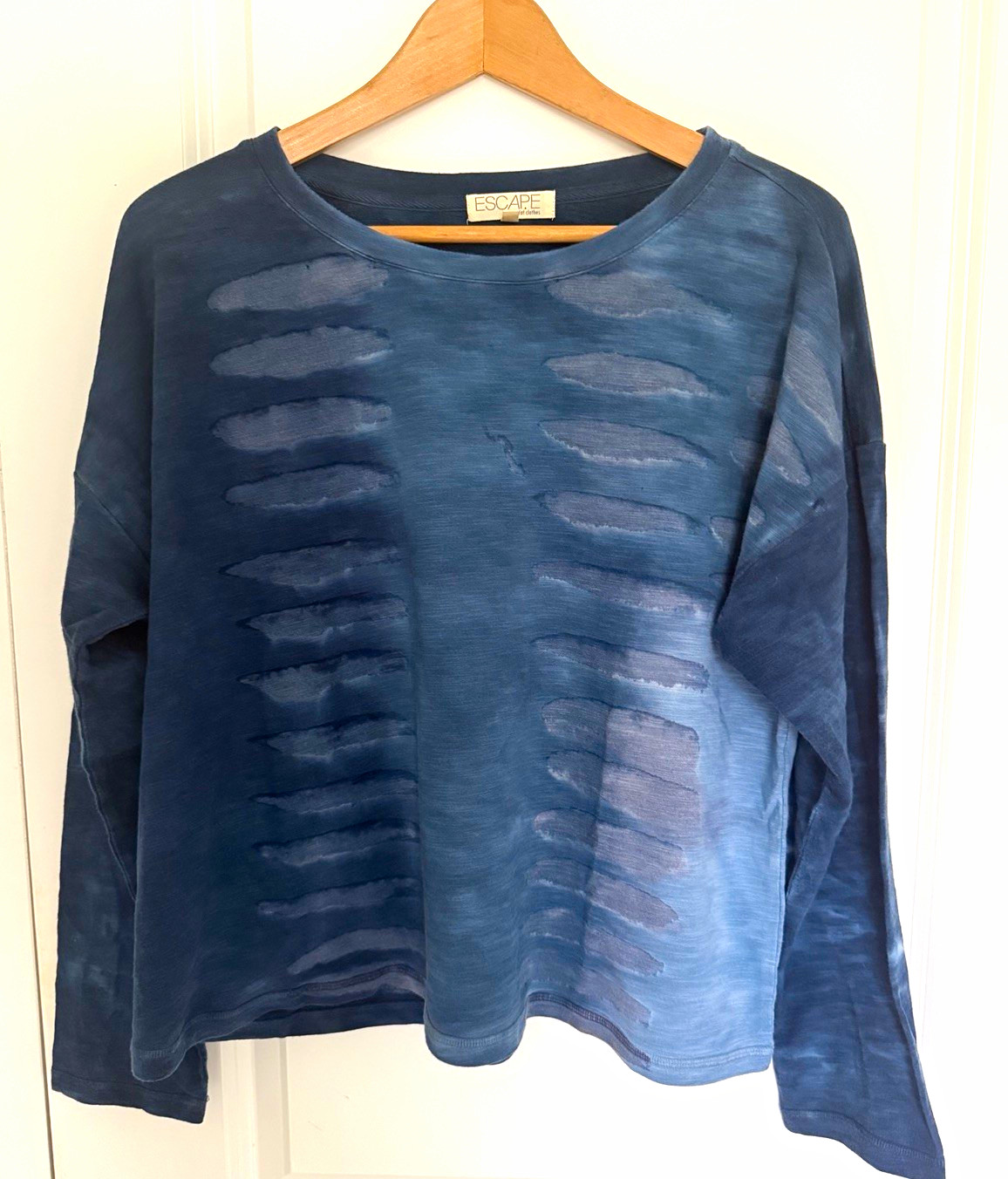 ESCAPE by Habitat Clothes Blue Tie-Dye Oversized Crewneck Sweatshirt Women M