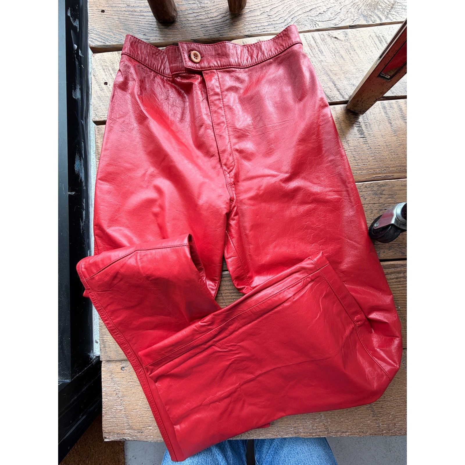 Vintage Marco Morani Red Leather High Waist Pants Made in Argentina 1970s-80s Vintage Marco Morani Red Leather High Waist Pants Made in Argentina 1970s-80s