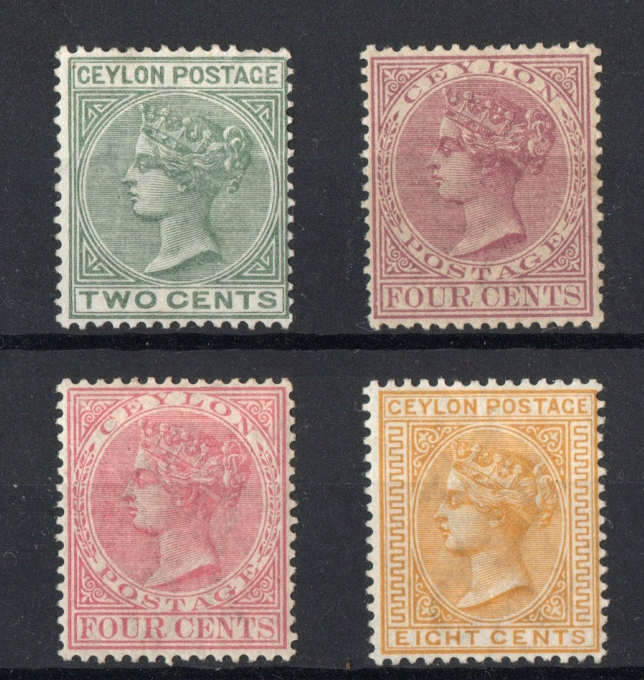 Ceylon QV SG147/150 2c to 8c values Wmk crown CA: Mint (MM)