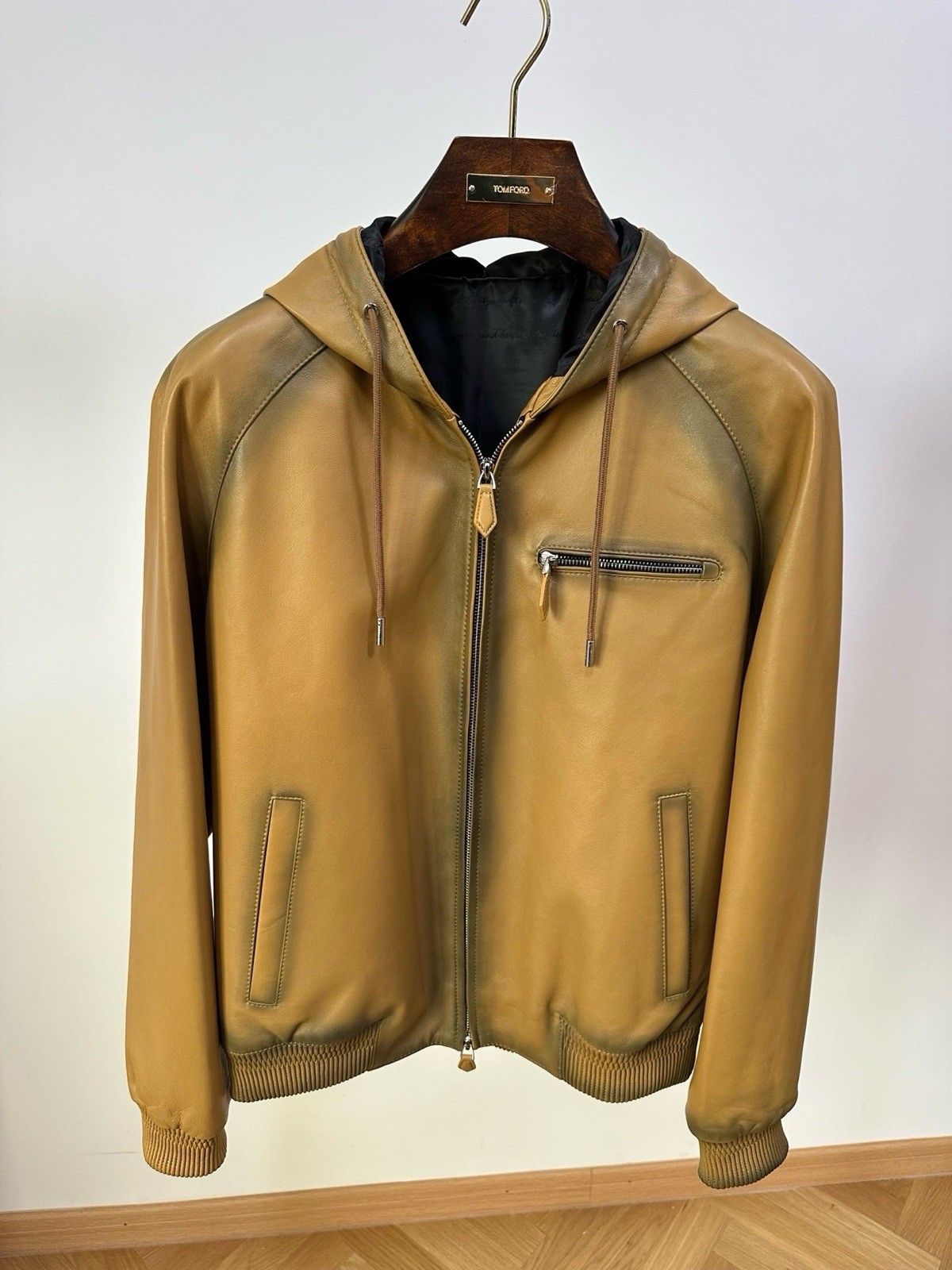 Berluti Men’s Patina leather hooded blouson Jacket Size M