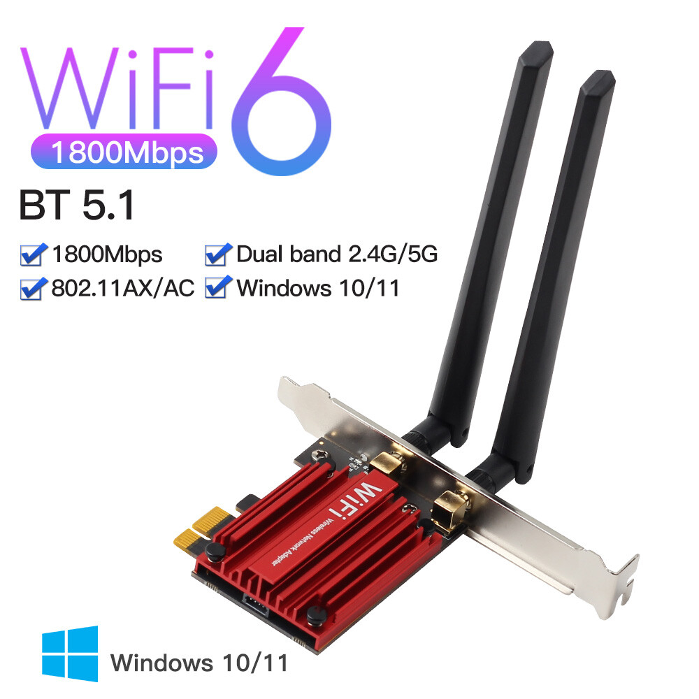 AX1800 MT7921 WiFi 6 PCIE WiFi Card 802.11ax PCIe Bluetooth 5.2 PC WiFi adapter
