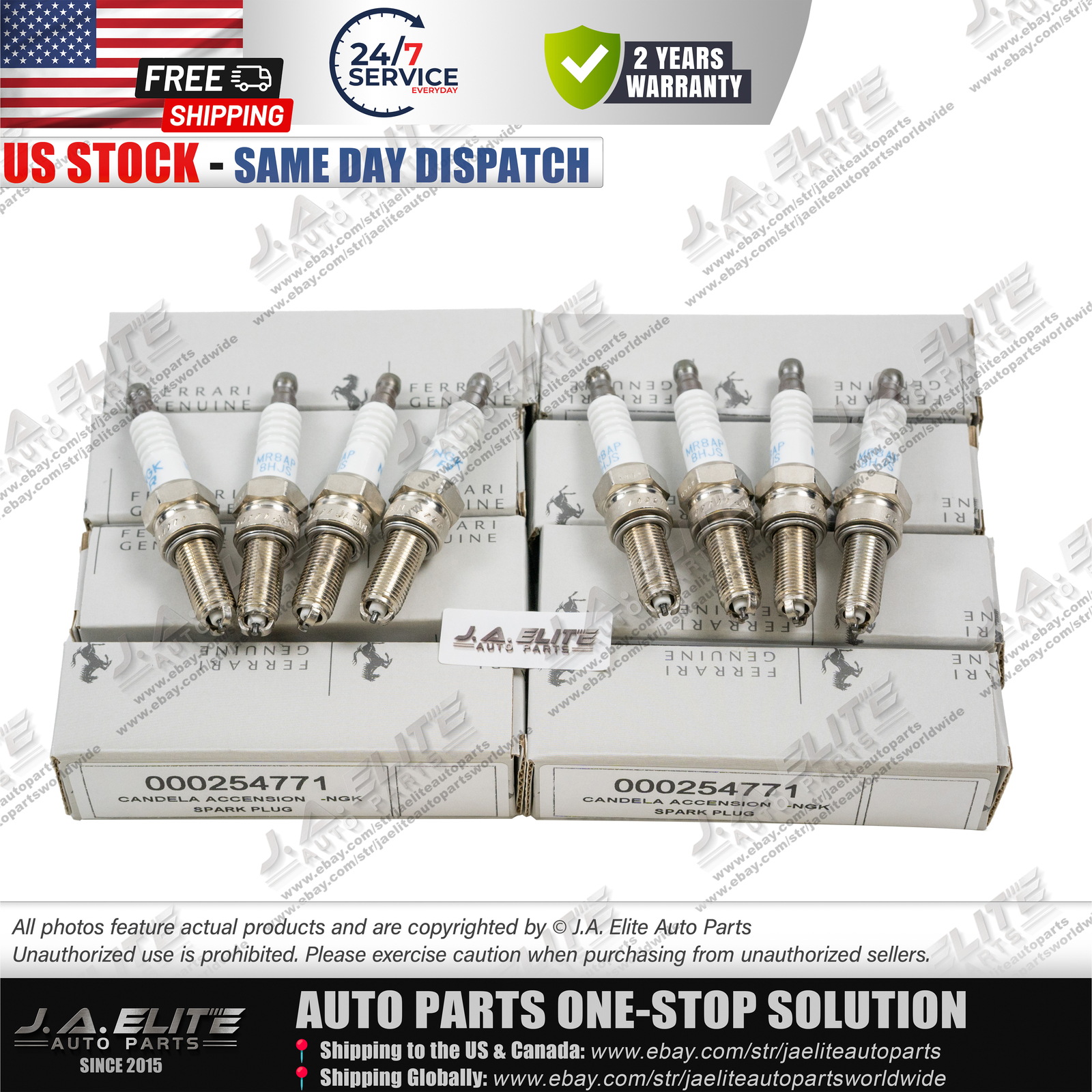 8pcs Genuine Ferrari Spark Plug for Ferrari 458, OEM:254771