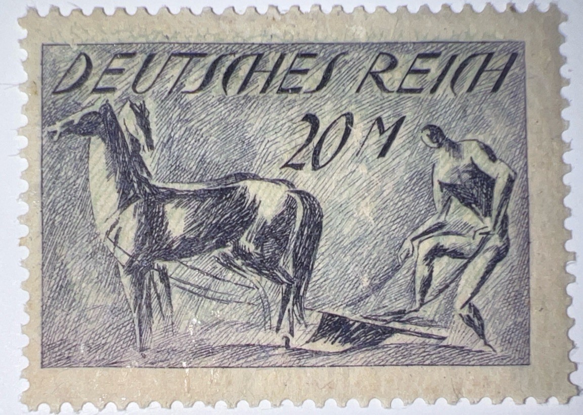 Travelstamps: 1921 Germany Stamps Mi 196/ Sc#155, 20 M, Horse & Plow Mint MOGH Travelstamps: 1921 Germany Stamps Mi 196/ Sc#155, 20 M, Horse & Plow Mint MOGH