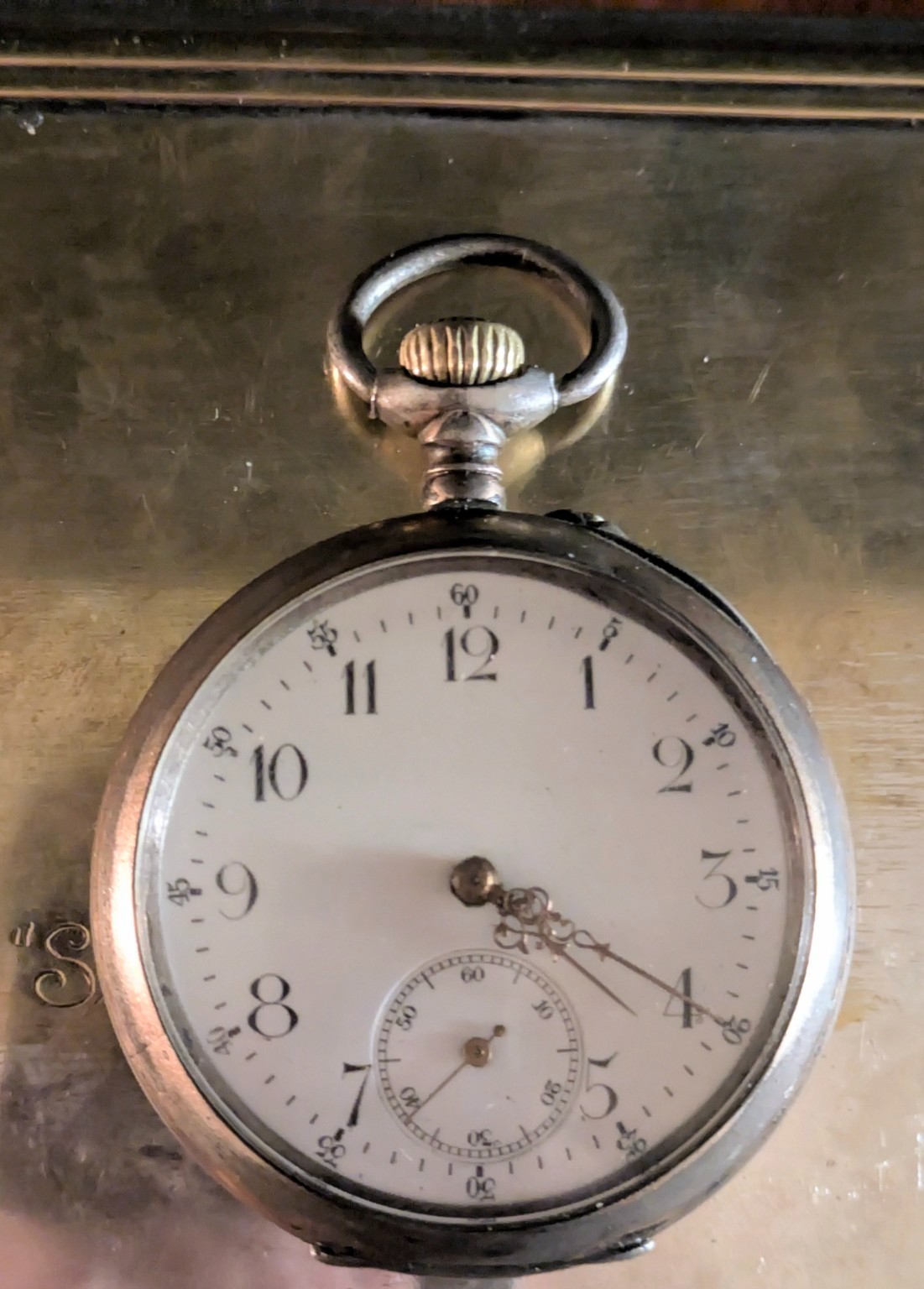 Antique Swiss 15J Anchor Pocket Watch 800 Silver Galonne Gold Trim Breguet 51mm