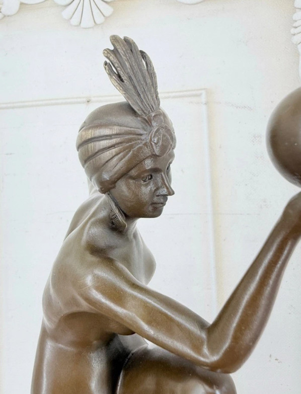 Bronze Dancer Acrobat Sculpture Ball Female Art Dancer Figure Marble Stella Lady