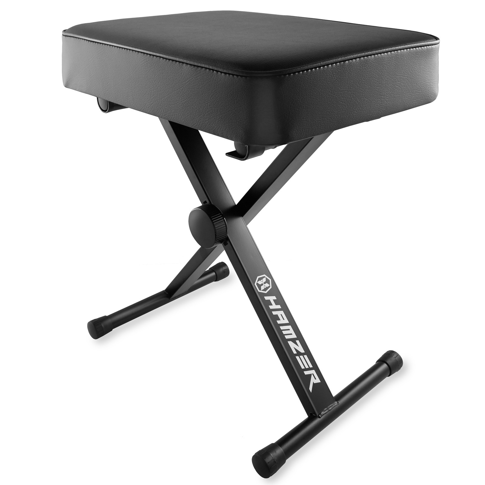 Cushioned Piano Bench, Adjustable Padded Keyboard Stool Chair, Foldable - Black Cushioned Piano Bench, Adjustable Padded Keyboard Stool Chair, Foldable - Black