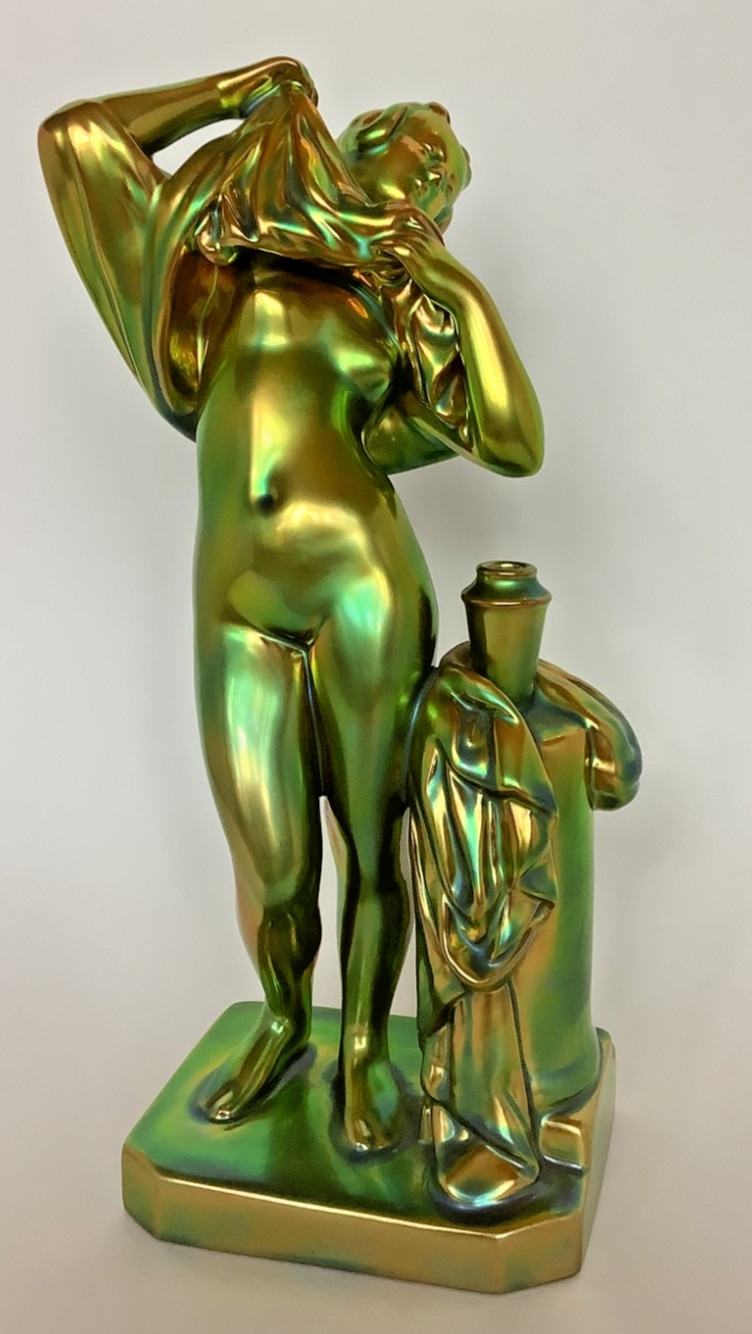 Rare ZSOLNAY EOSIN Porcelain Figurine Woman Disrobing, Mint Condition Rare ZSOLNAY EOSIN Porcelain Figurine Woman Disrobing, Mint Condition