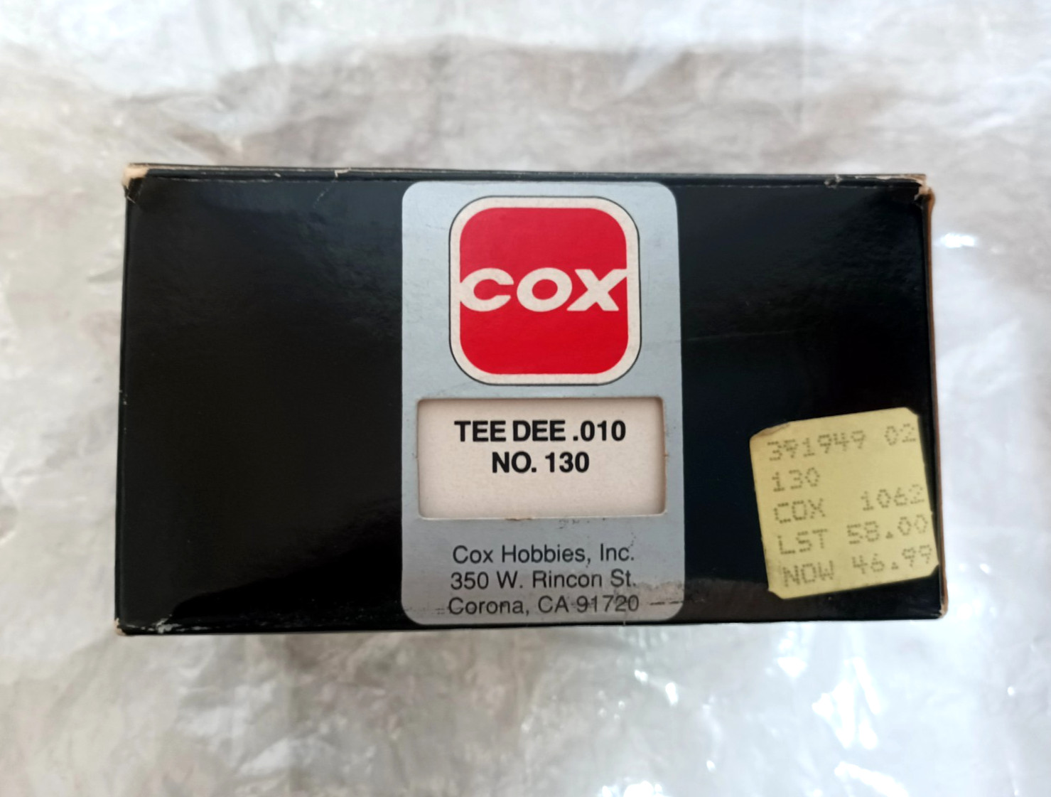 COX TEE DEE .010 No.130 Model Airplane Engine Dated MAR31 1992 VINTAGE