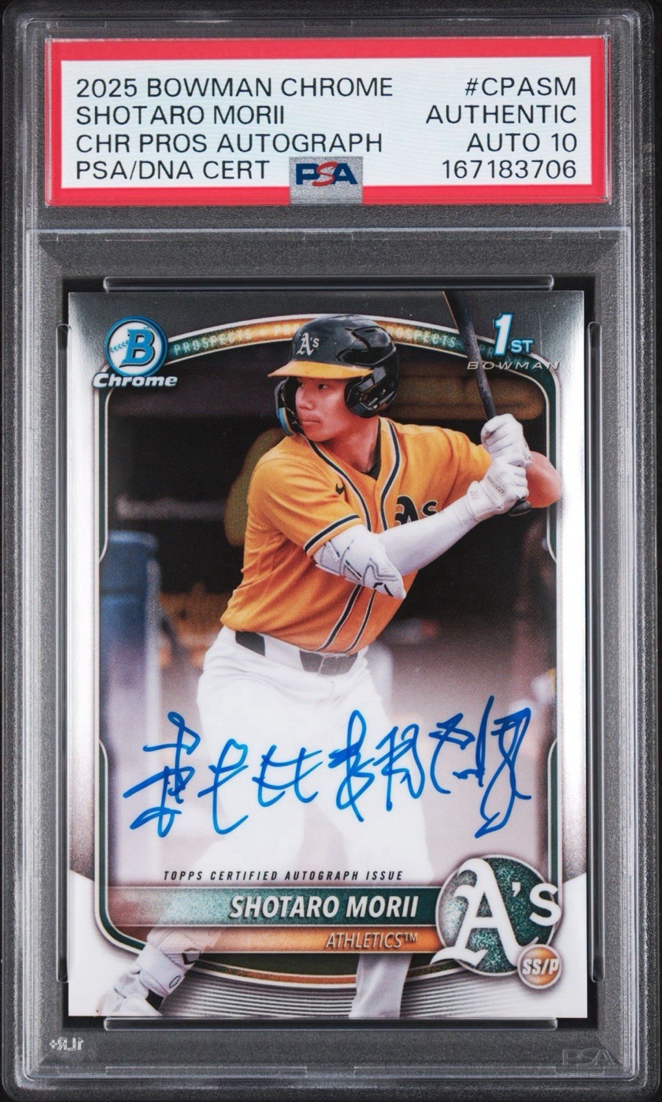 2025 Bowman Chrome #CPASM Shotaro Morii Kanji Auto PSA/DNA 10 Gem Mint