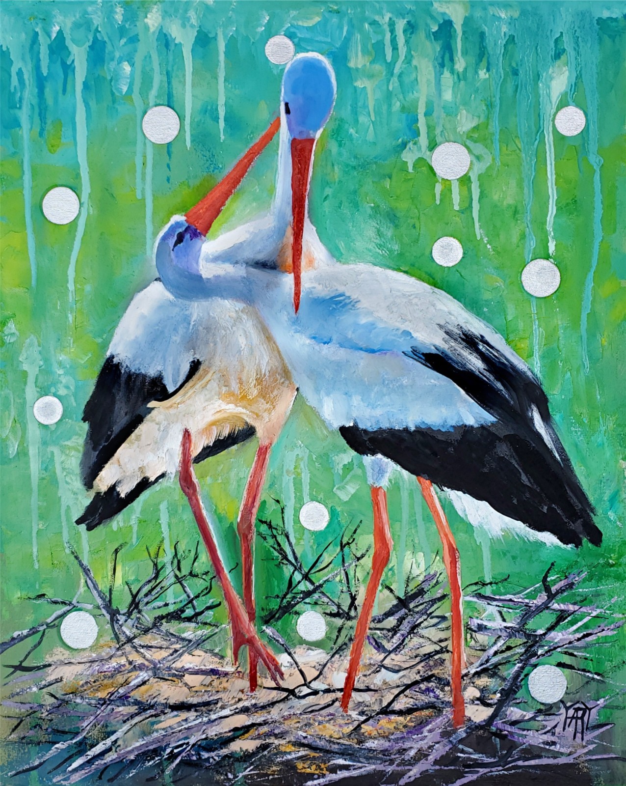 YARY DLUHOS Egret Heron Crane Birds Wildlife Nature Original Art Oil Painting YARY DLUHOS Egret Heron Crane Birds Wildlife Nature Original Art Oil Painting