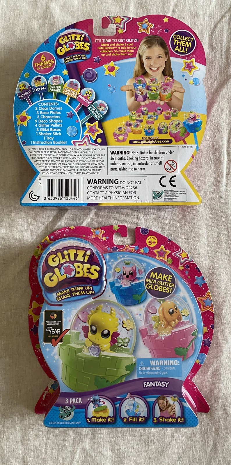 TWO Glitzi Globes Fantasy Globes 3 Pack By Moose Brand New Sealed Vintage TWO Glitzi Globes Fantasy Globes 3 Pack By Moose Brand New Sealed Vintage