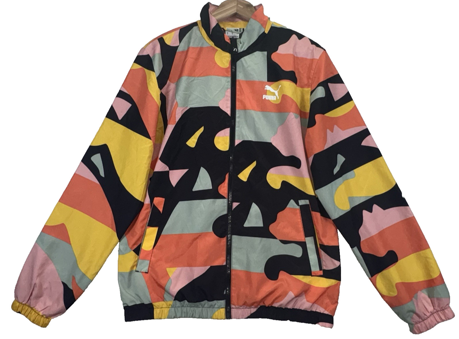 Puma Worldwide Jacket Size S Multicolor Windbreaker Unisex Streetwear Graphic