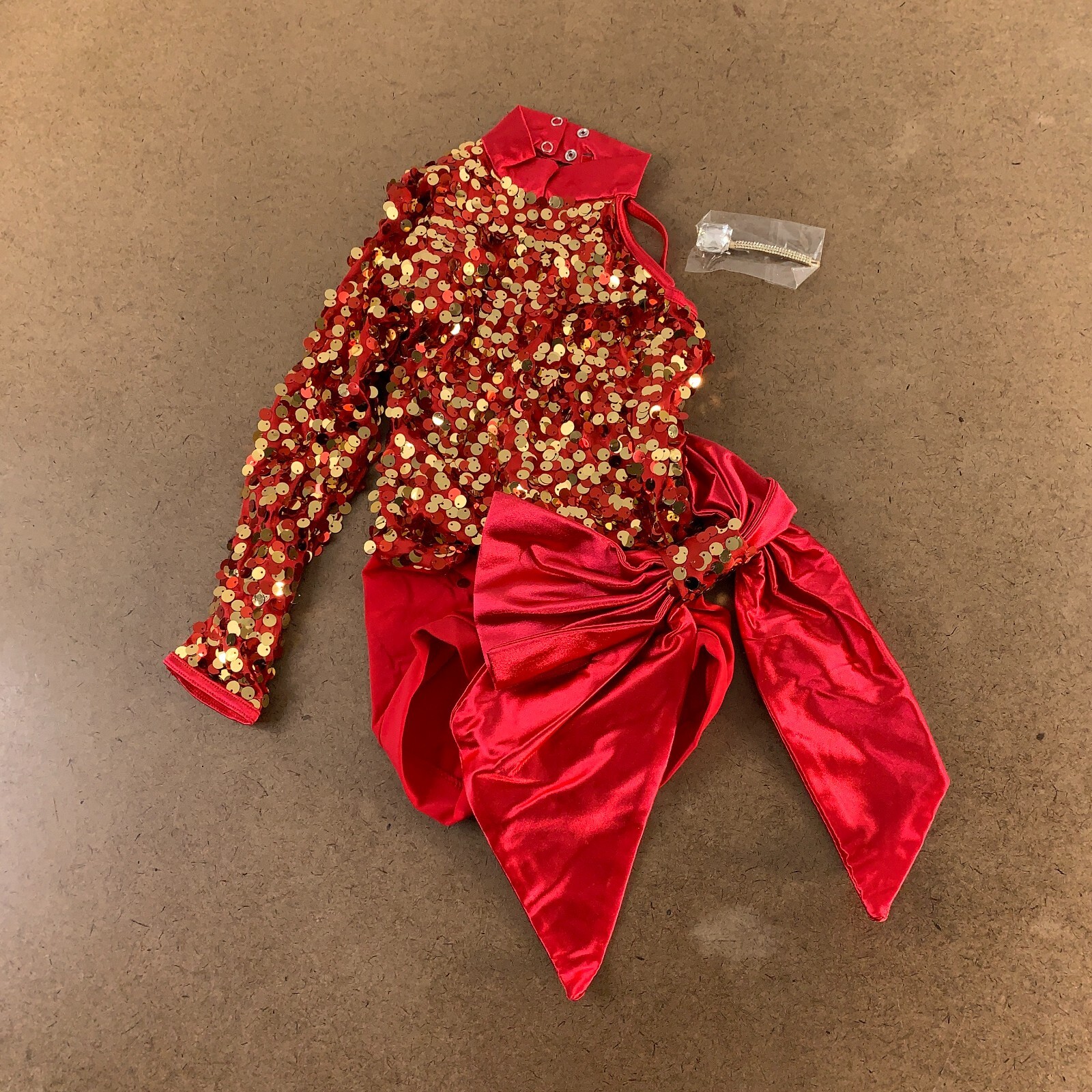 Weissman Girls Size Small (SC) Red Bright Lights Asymmetrical Biketard 9375 New