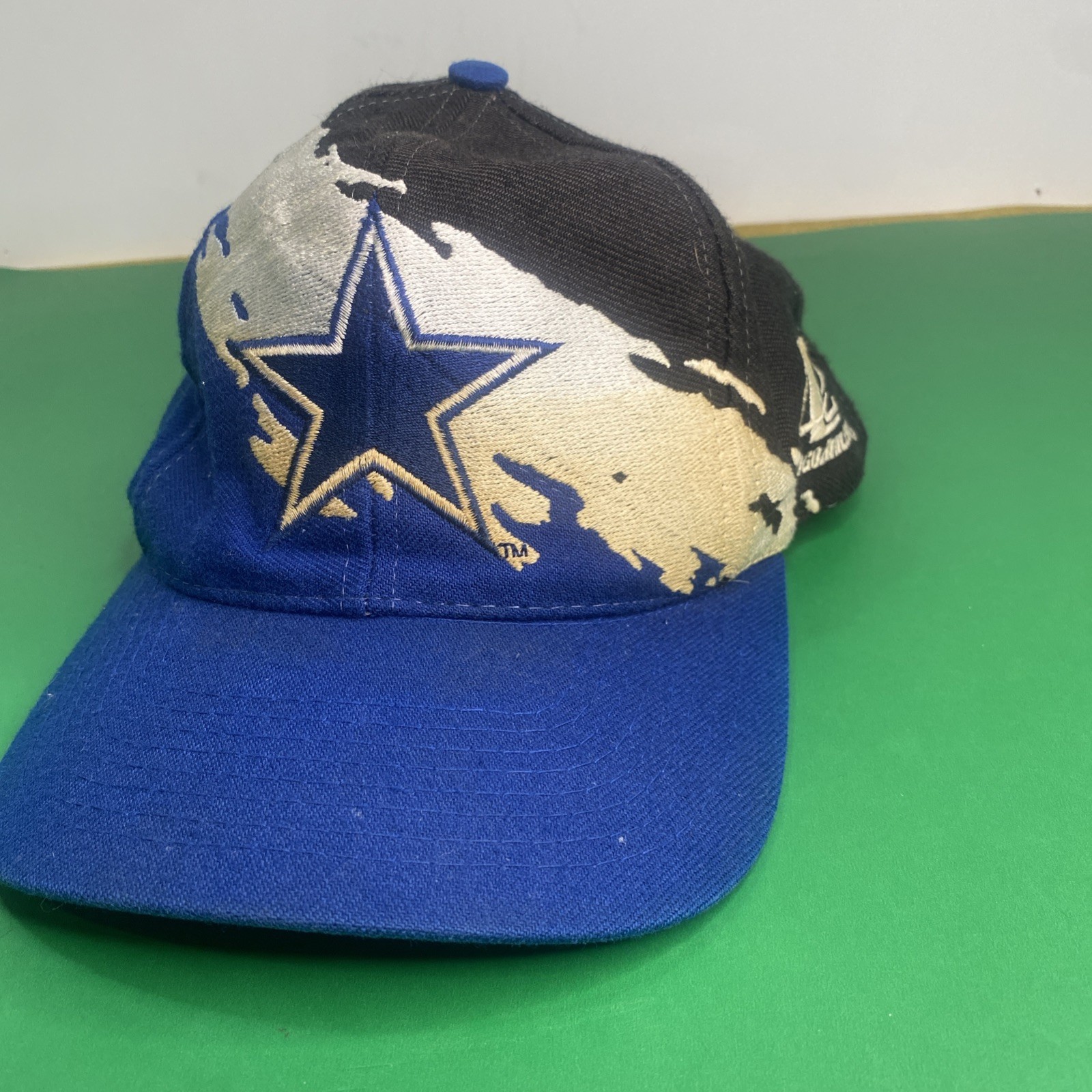 Vtg 90s Dallas Cowboys Logo Athletic Splash Hat Paint Brush Snapback NFL Cap
