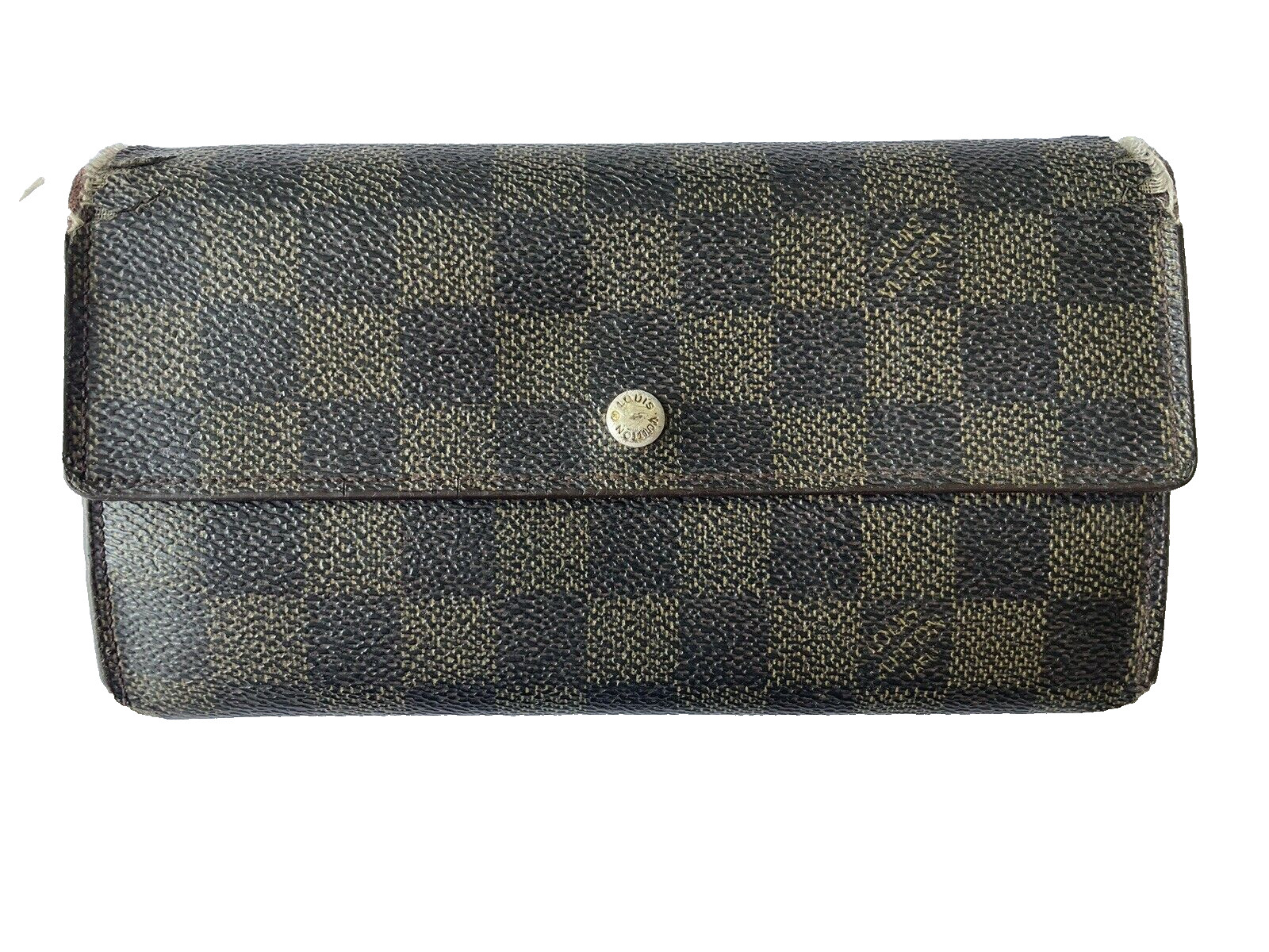 VINTAGE Auth Louis Vuitton Damier Portefeuille Sarah Long Wallet Leather VINTAGE Auth Louis Vuitton Damier Portefeuille Sarah Long Wallet Leather