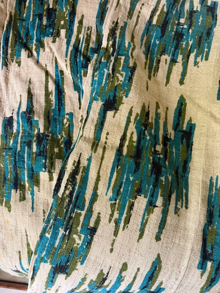 Fabulous Retro Mid Century 120”w x 78”l Textured Linen Drapery Panel Fabulous Retro Mid Century 120”w x 78”l Textured Linen Drapery Panel