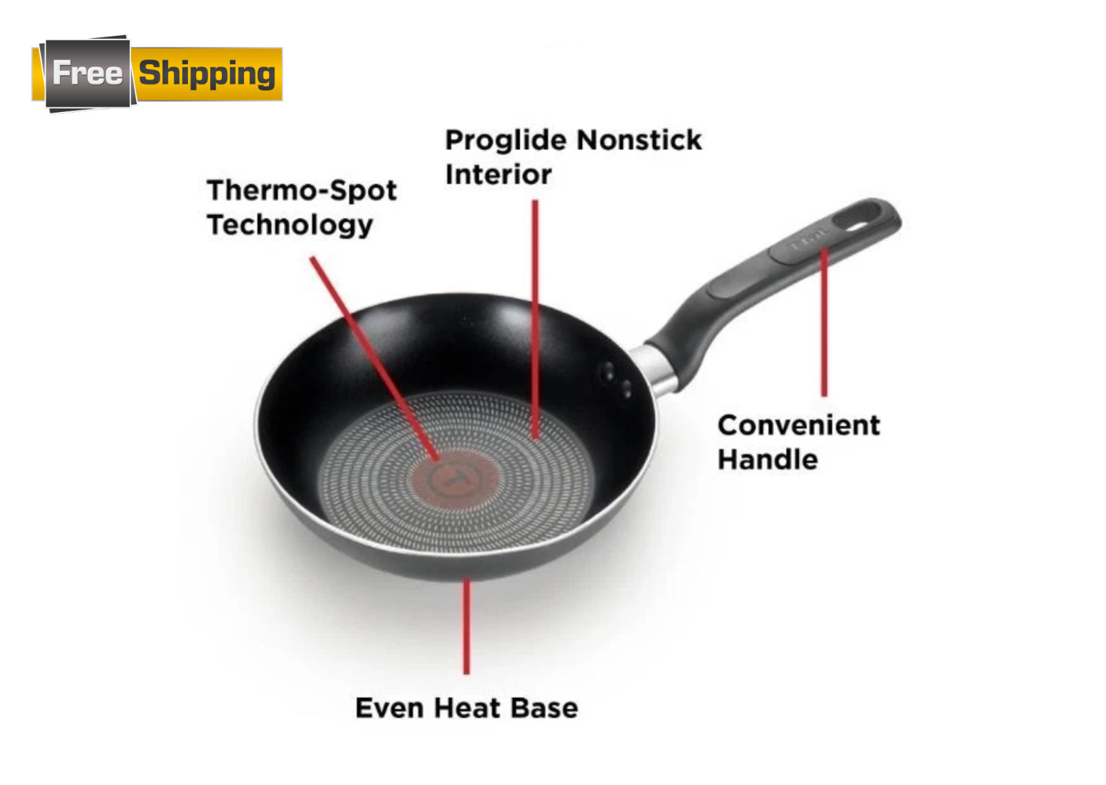 T-fal Easy Care Nonstick Cookware, Fry Pan, 8 inch, Grey -Free Shipping