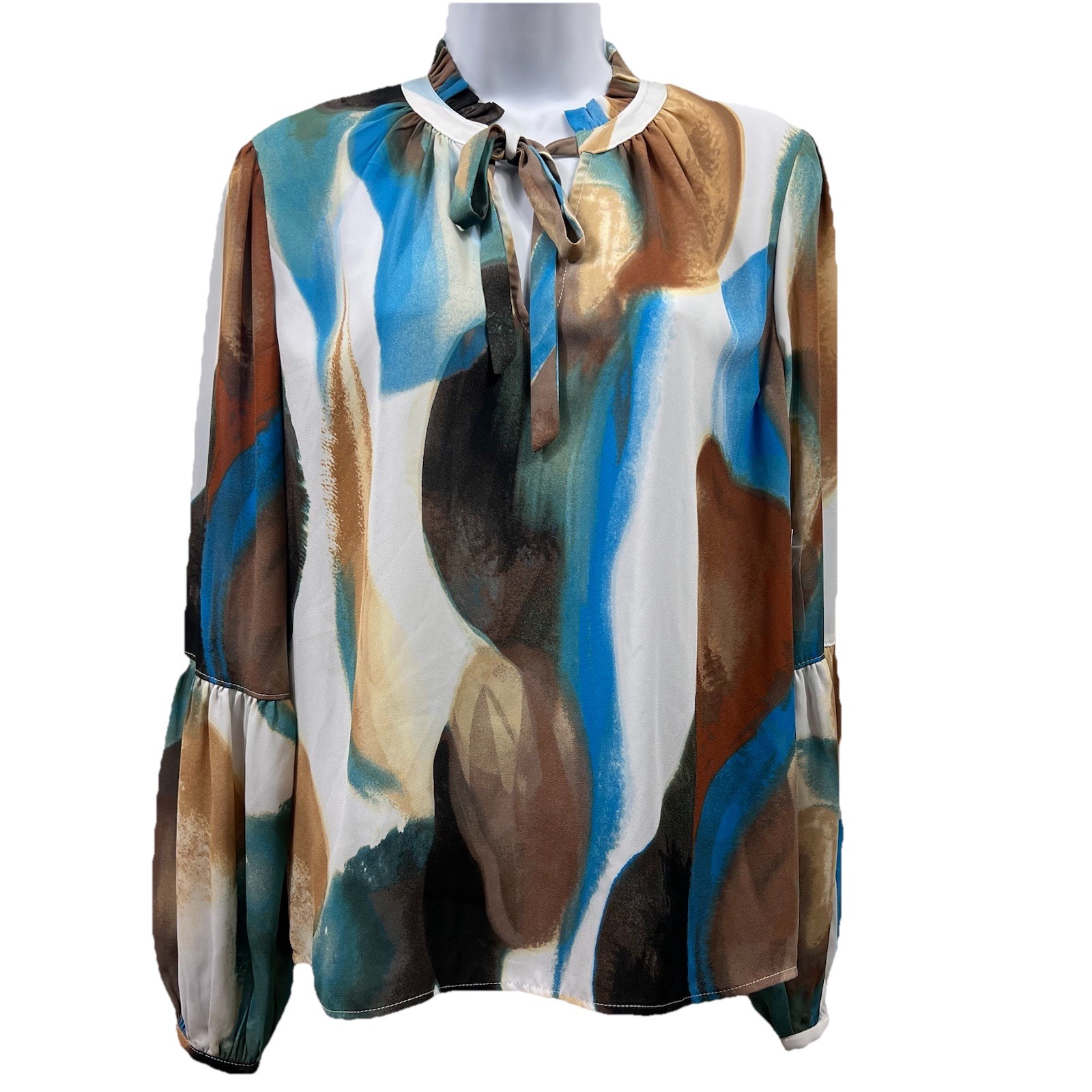 New Worthington Blouse Women\'s Small Long Sleeve Lightweight Chiffon Tunic NWT