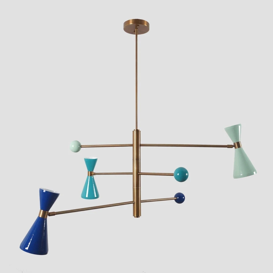 3 Light Stilnovo Style Multi Color Shade Sputnik Chandelier Light Fixture